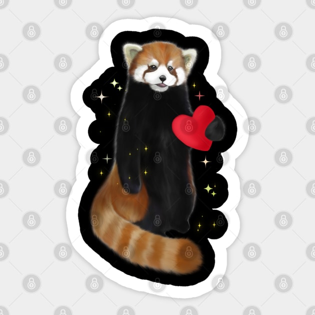 Cute baby panda with red heart Sticker by Meakm